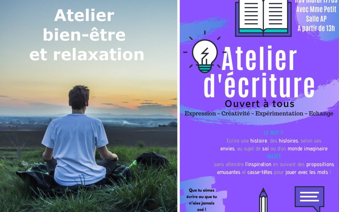 Deux nouveaux ateliers sur le temps de midi